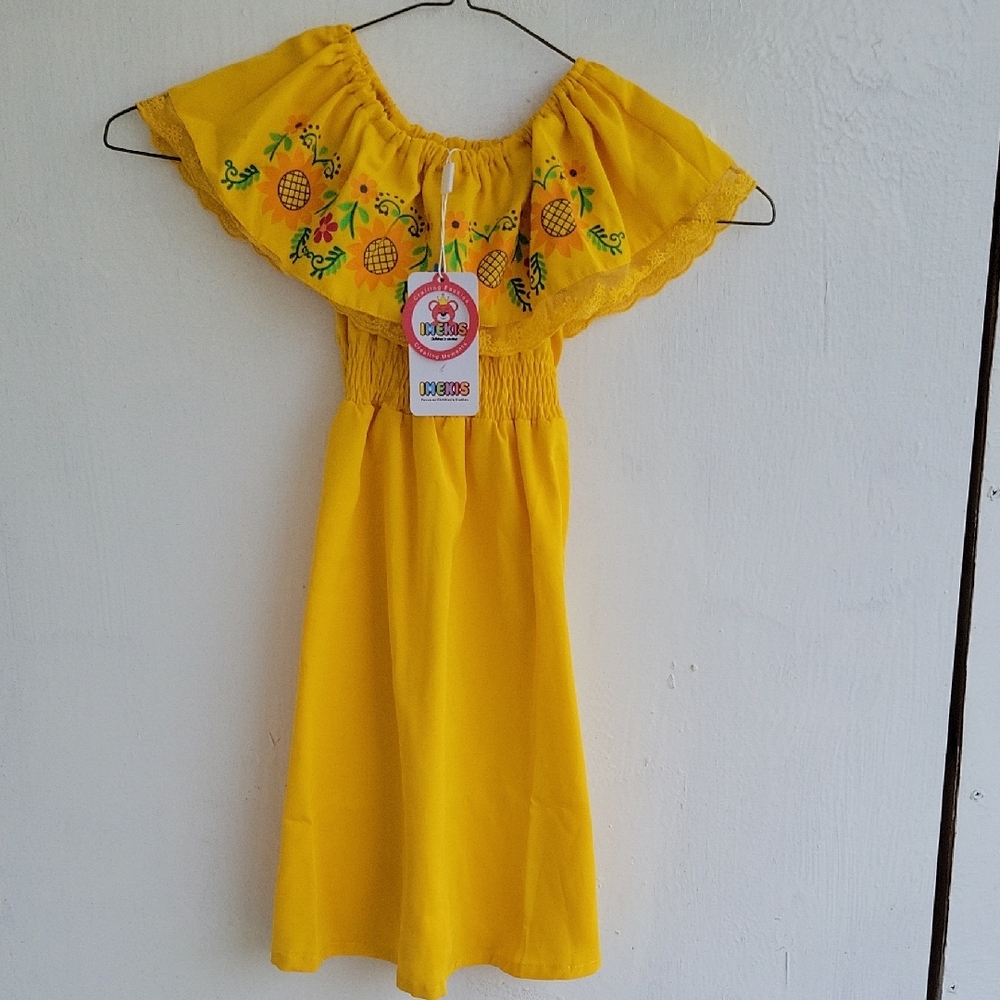 Sunny Yellow Off-Shoulder Ruffled Sundress